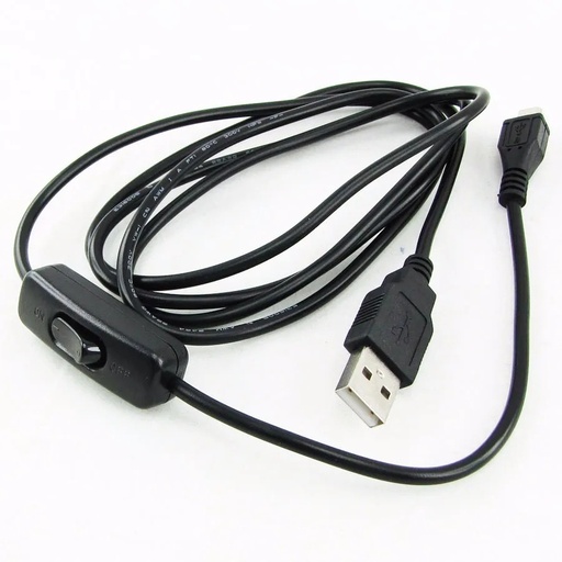[2122] Cable USB A Micro USB Con Apagador Switch Para Raspberry Pi 3