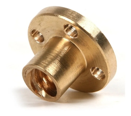 [2325] Tuerca Brida De Bronce T8 Para Espárrago Tornillo De Avance De 8 Mm