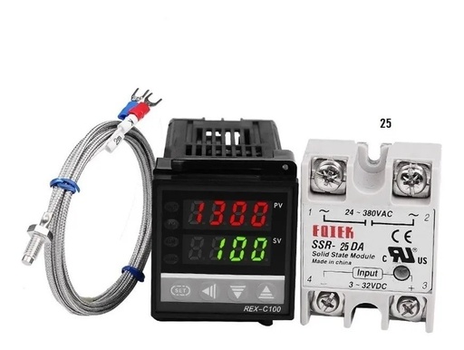 [2351] Kit Pirómetro Digital Rex-c100 Control De Temperatura SSR25A
