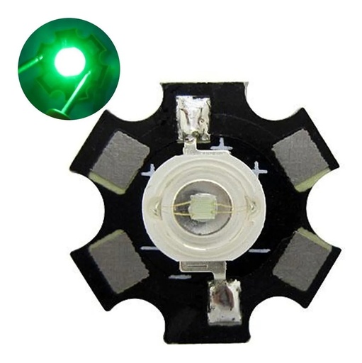 [2510] Led Smd 3W Verde Con Disipador Acuario Pecera