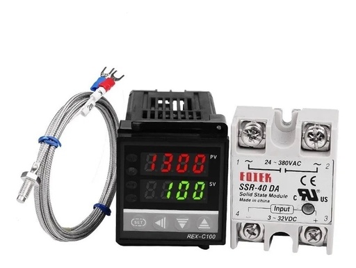 [2542] Kit Pirómetro Digital Rex-c100 Control De Temperatura SSR40A