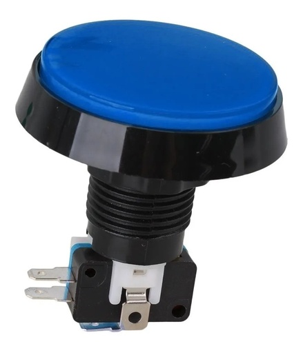 [2627] Pulsador Interruptor Redondo Grande Azul Con Piloto Arcade Juego