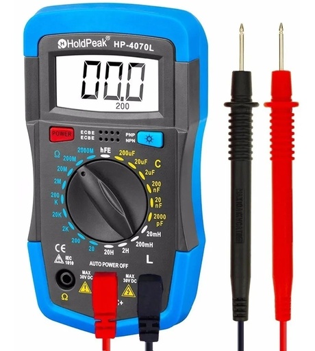 [2632] HoldPeak HP-4070L Multímetro De Resistencia Capacitancia Inductancia hFE
