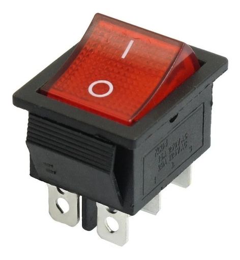 [2645] Switch Interruptor Balancín Con Piloto ON-OFF 6 Patas 2P 2T 20A 125V Rocker