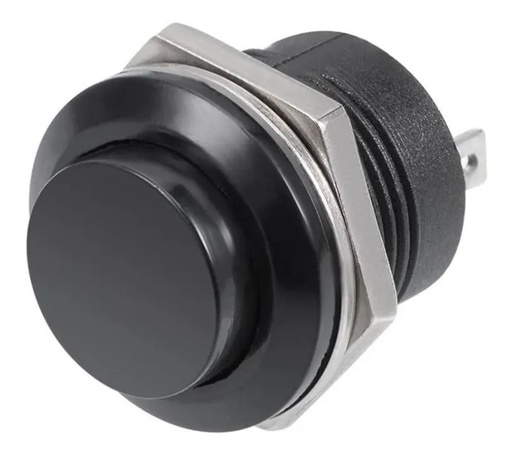 [2695] Botón Pulsador Push Button On 2 Pines Na Mediano NEGRO Plastico