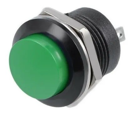 [2699] Botón Pulsador Push Button On 2 Pines Na Mediano VERDE Plastico