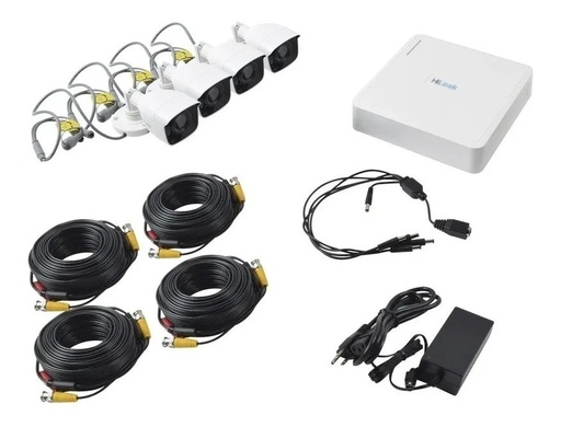 [2834] Kit TurboHD 720p DVR 4 Canales 4 Cámaras Balas 1 Fuente