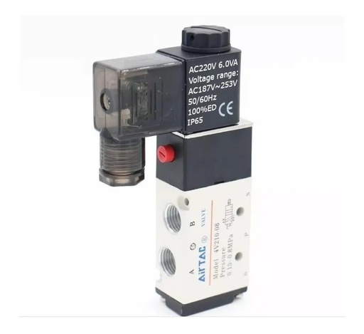 [2856] Válvula Neumática Airtac 4V210-08 220V AC 5 Vías 2 Posiciones