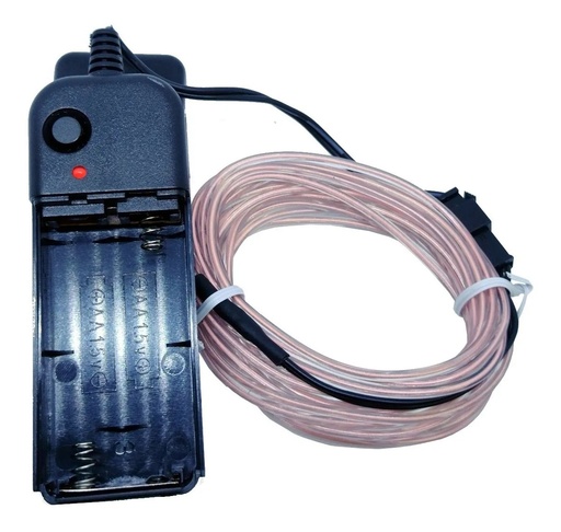 [2866] Cable Tira Hilo 3m Luminoso Luz Neon Azul Hielo Con Portapila DJ Tron LED