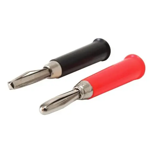 [2871] Par De Plug Tipo Banana Con Conector Niquelado Rojo Y Negro