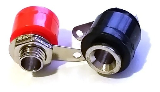 [2871] Par De Plug Tipo Banana Con Conector Niquelado Rojo Y Negro