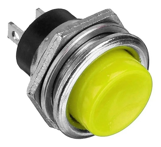 [2939] 100 Botones Pulsadores Push Button On Amarillo 2 pines NA Mediano