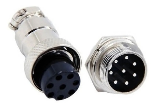 [2961] Conector Terminal De Aviación GX16 8 Pines Metal Circular Cnc (Cable-Pared)