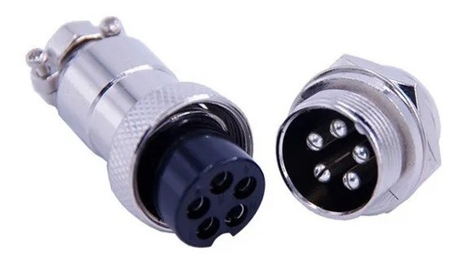 [2968] Conector Terminal De Aviación GX20 5 Pines Metal Circular Cnc (Cable-Pared)