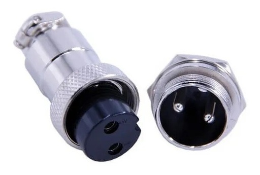[2969] Conector Terminal De Aviación GX20 2 Pines Metal Circular Cnc (Cable-Pared)