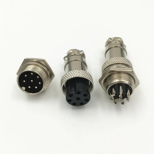 [2974] Conector Terminal De Aviación GX16 8 Pines Metal Circular Cnc (Cable-Cable)
