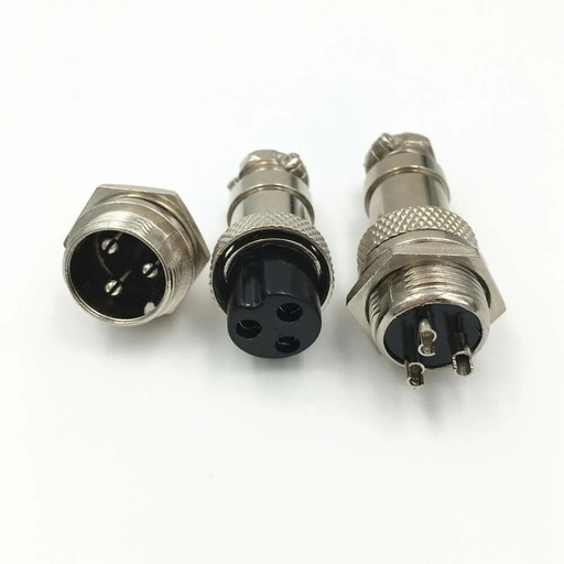 [2980] Conector Terminal De Aviación GX20 3 Pines Metal Circular Cnc (Cable-Cable)