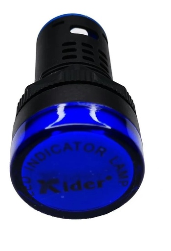 [2990] Lampara Indicadora Luz Piloto 12V DC/AC AZUL Empotrable 22mm