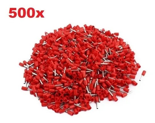 [3023] 500x Terminales Ferrules Cal 12 AWG Cilíndricas Eléctricas Aisladas Cable E4009 ROJO