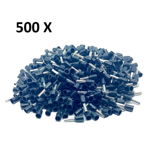 [3051] 500x Terminales Ferrules Cal 14 AWG Cilíndricas Eléctricas Aisladas Cable E2508 NEGRO