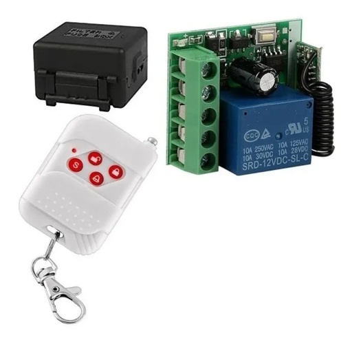 [3065] Kit Módulo Relevador Inalámbrico 433 MHz 1ch Control Blanco
