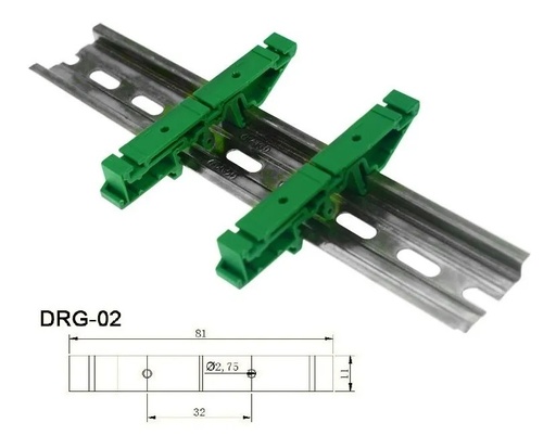 [3287] 2x Soporte Sujetador Arnés PCB Arduino DRG-02 Nylon Riel DIN