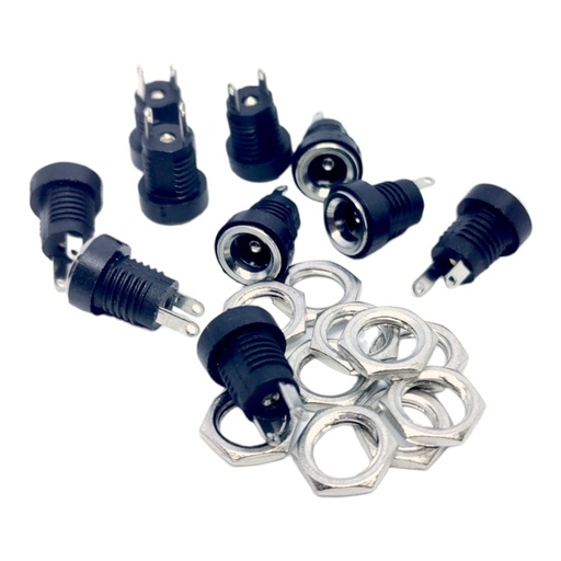 [3318] Paquete de 10 piezas Jack Hembra Negro de 2 Pines 5.5 x 2.1mm