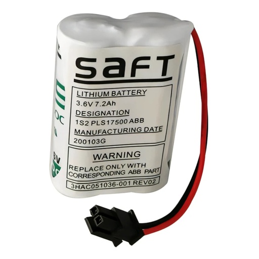 [4589] Pila Batería Saft Litio 3HAC051036-001 3.6v 7.2Ah Conector Negro.