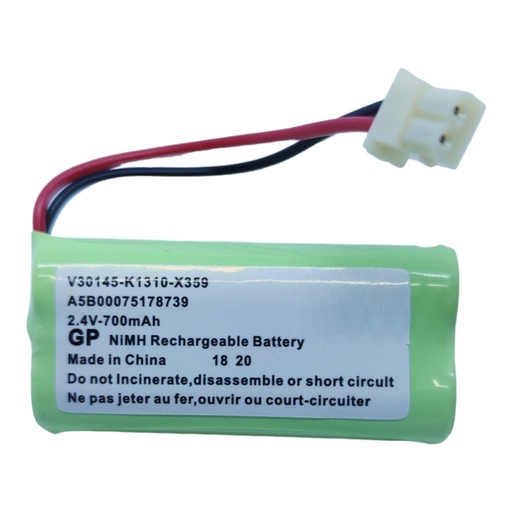 [4595] Pila Batería Recargable  Mod: V30145-K1310-X359 2.4V 700mAh Conector Blanco 2 Pines.