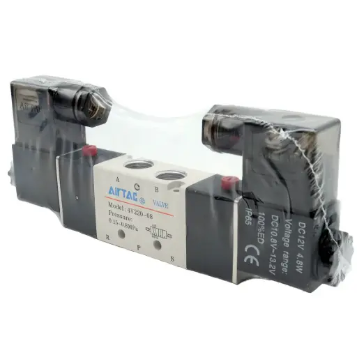 [4745] Válvula Neumática Airtac 4V220-08 12V DC 5 Vías 2 Posiciones Doble Bobina