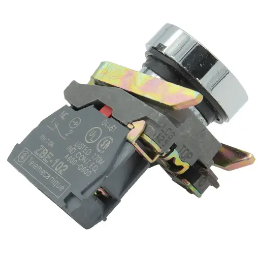 [4902] Interruptor Botón Push Button Telemecanique XB4BA42 ZBE-102 Ø22 NC Rojo Retorno Resorte Nivelado