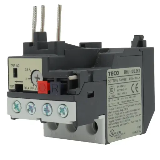 [4909] Relevador Relay Relé TECO RHU-10/0.8K1 Sobrecarga de Temperatura 0.55A - 0.8A