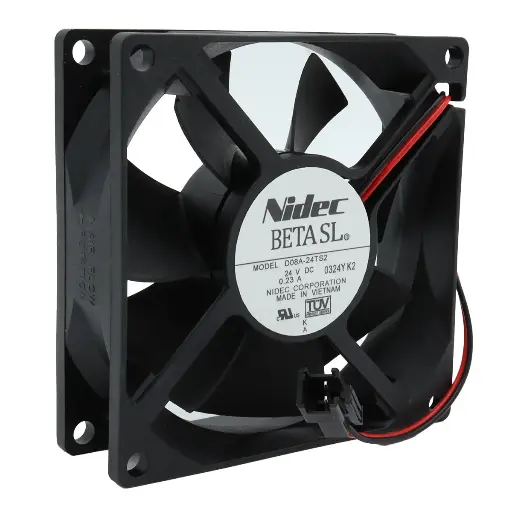 [4938] Ventilador Nidec Beta SL D08A-24TS2 24V DC 0.23A 5.52W 80mm x 80mm x 25mm 2 Cables Conector Negro 2 Pines