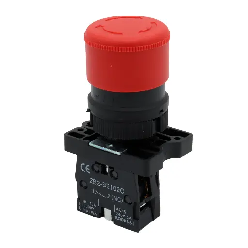 [4982] Interruptor Botón Push Button Paro de Emergencia Industrial XB2-ES442 22mm Rojo