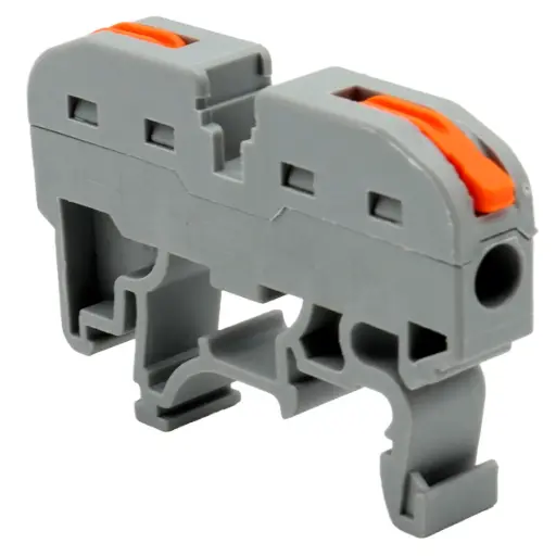 [5181] Soporte Terminal Eléctrica Clema Empalme Conector PCT-211 Calibre 28 - 12 AWG Tipo Palanca Riel Din