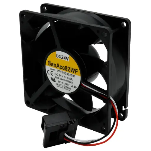 [5486] Ventilador Sanyo Denki SanAce92WF 9WF0924S2031 A90L-0001-0598#A 24V DC 0.5A 12W 92 mm x 92 mm x 32 mm Conector Negro 6 Pines 3 Cables