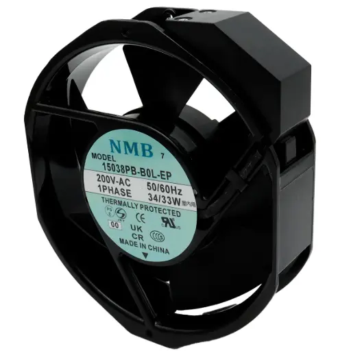 [5496] Ventilador NMB 15038PB-B0L-EP 00 200V AC 50/60Hz 34/33W Monofásico 150 mm x 150 mm x 40 mm 2 Pines